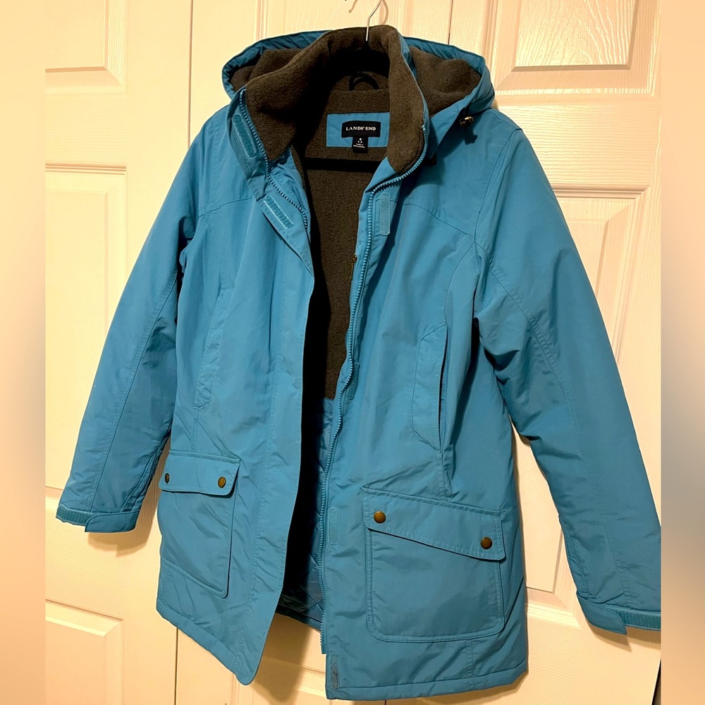 Land’s End Winter Coat Women’s Turquoise Blue Size Small 6-8